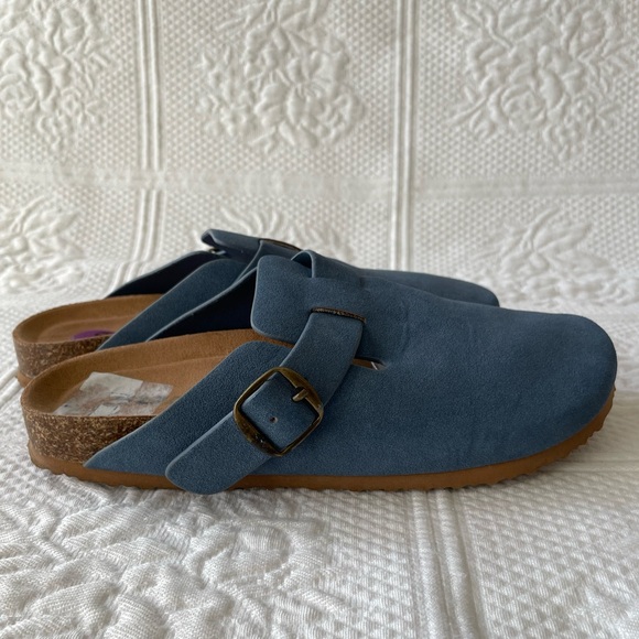Soda Faux Suede Slip On Clog Mules Buckle Strap Navy/Blue 6.5 - Picture 5 of 10